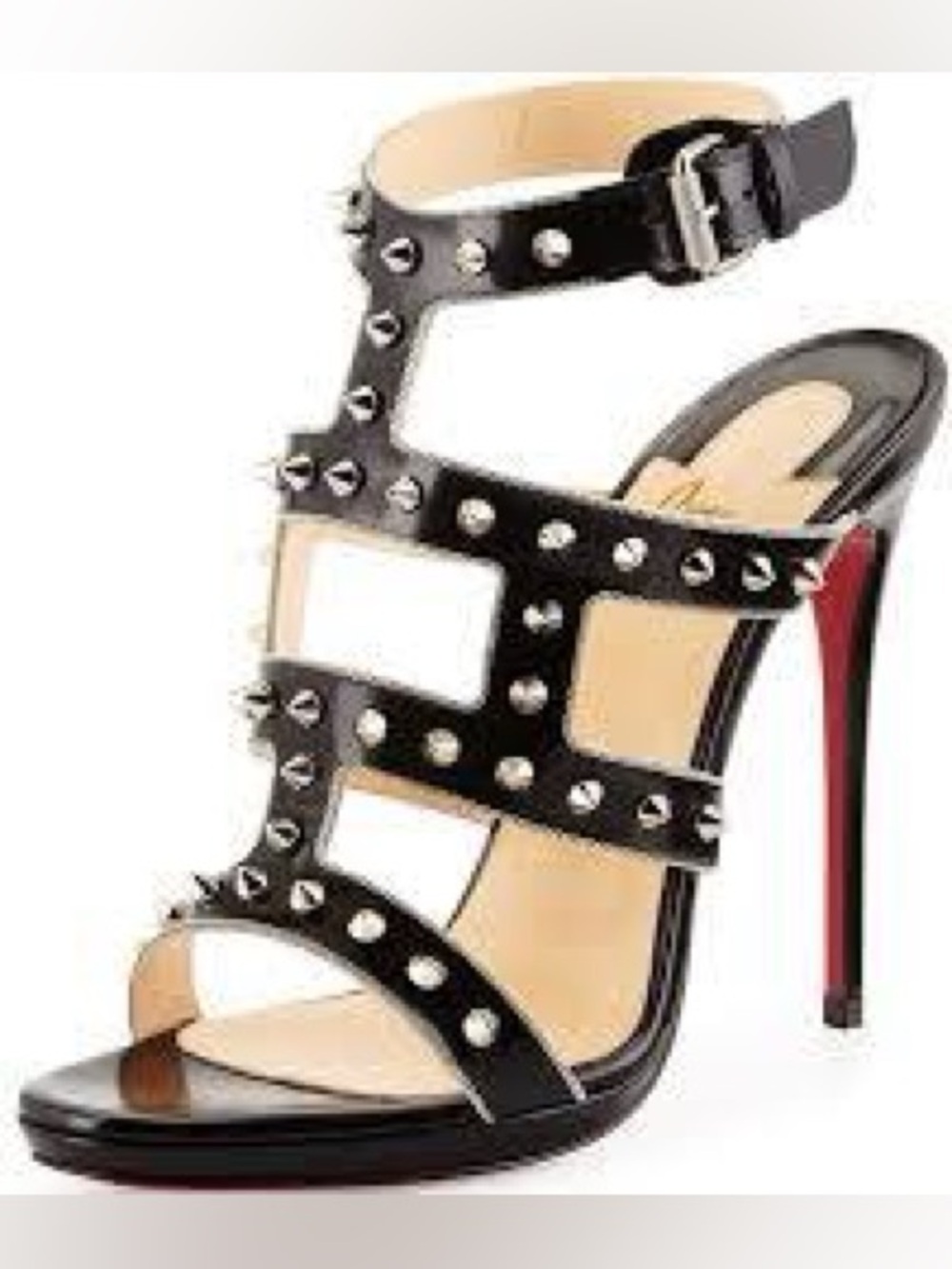Christian Louboutin Black Studded Gladiator Sandals Soirée Collection Size 37.5